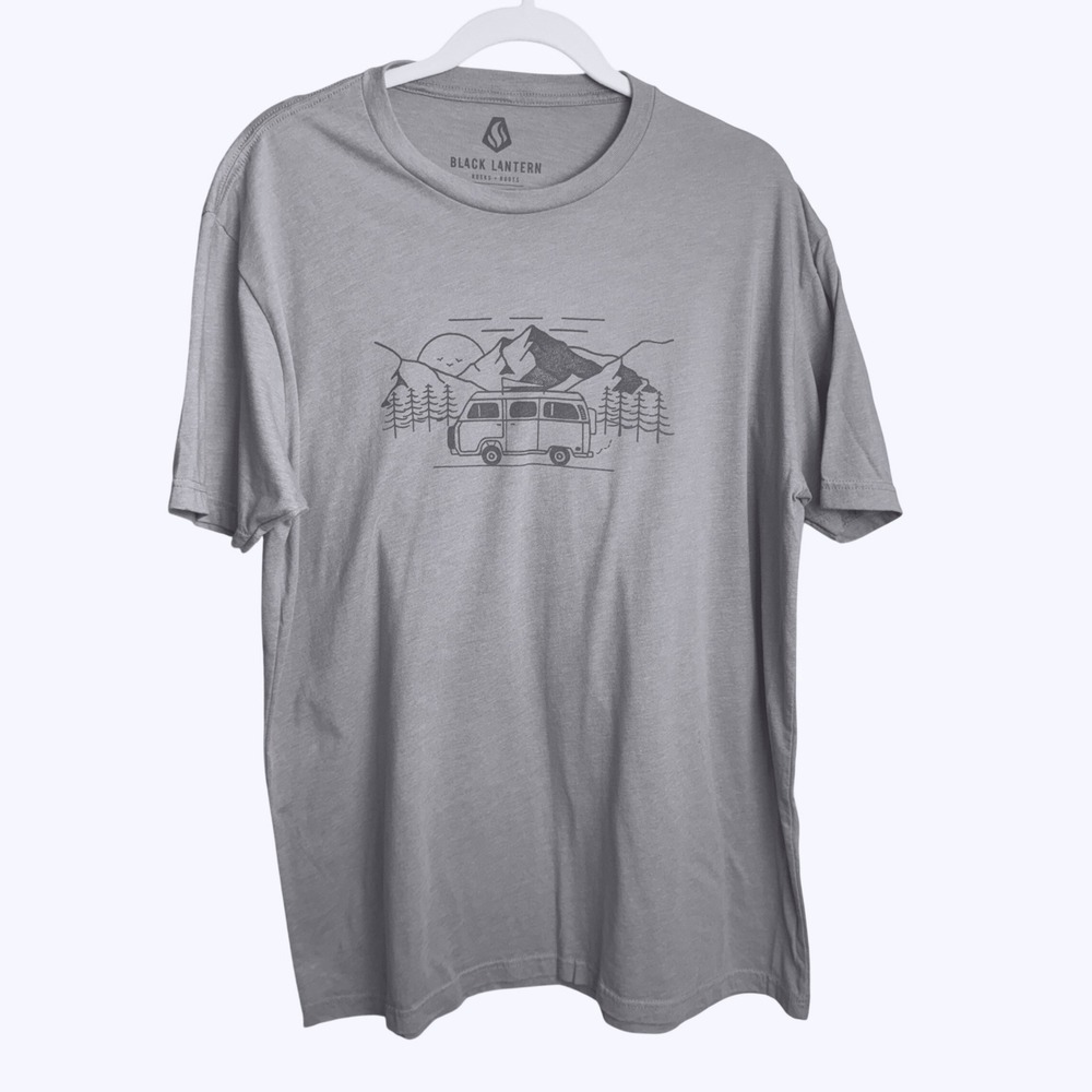 Black Lantern Rocks Roots Graphic Tee XL Beige Streetwear Casual T-Shirt